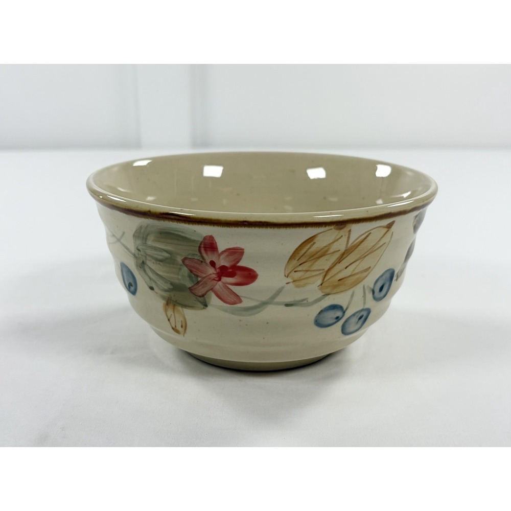 Gibson Everyday Ocean Fruit Cereal Bowl Hand Painted Ribbed Stoneware Vintage